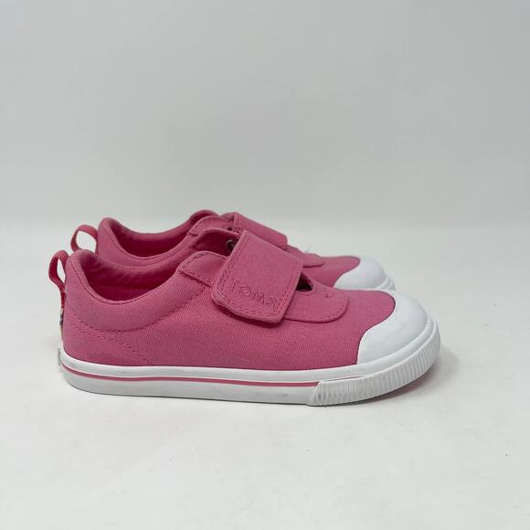 Toms Doheny Toddler Girls 9 Bubblegum Pink Canvas 2 Strap Easy On Sneakers - Picture 2 of 9